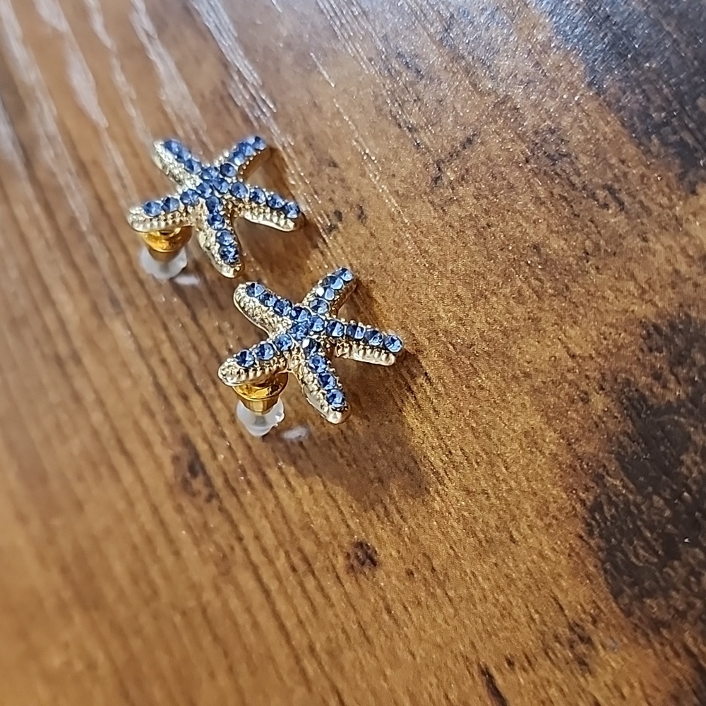 FIRM PRICE Starfish Blue Crystal Earrings Hiqmic 925 Firm Price
